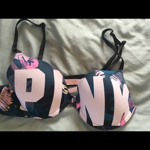 PINK t-shirt bra, 34A, Hawaiian floral logo